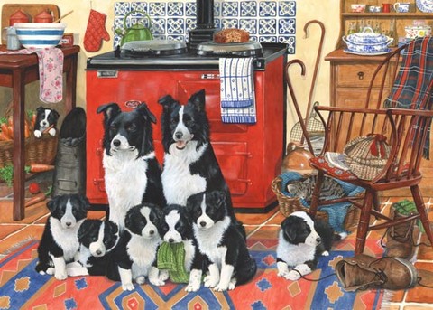 border collies painting by tracy hall