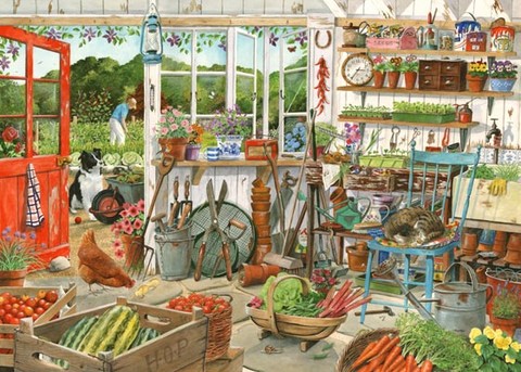 garden shed painting by tracy hall