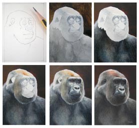 miniature art gorilla painting by tracy hall