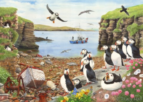 puffins painting