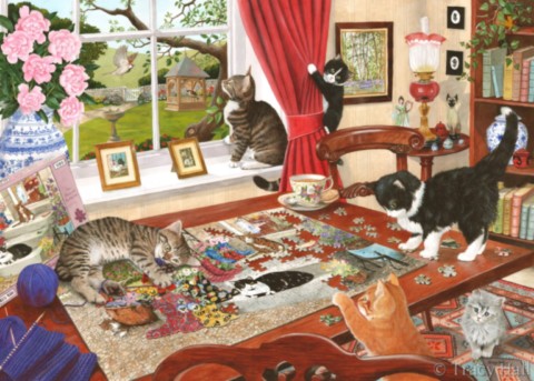 cats with jigsaw puzzle