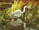 miniature painting heron